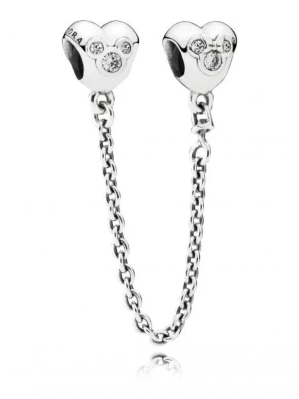 Pandora Heart of Disney Mickey Safety Chain Charm Authentic Sterling Silver